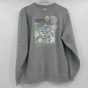 Winnie The Pooh Sweatshirt Women Small Gray Snow Winter Disney Store Piglet